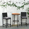 OUTSUNNY - Lot de 2 coussins d'assise carrés chaises fauteuils tabourets - coussins déhoussables zippés avec cordons d'attache - dim. 45L x 45l cm ép. 5 cm - polyester gris - vignette