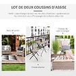 OUTSUNNY - Lot de 2 coussins d'assise carrés chaises fauteuils tabourets - coussins déhoussables zippés avec cordons d'attache - dim. 45L x 45l cm ép. 5 cm - polyester gris - vignette