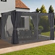ID MARKET - Pergola édition intégrale moustiquaire toit rétractable 3x4M et 4 rideaux gris - vignette