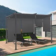 ID MARKET - Pergola édition spéciale toit rétractable 3x4 M et 4 stores gris anthracite - vignette