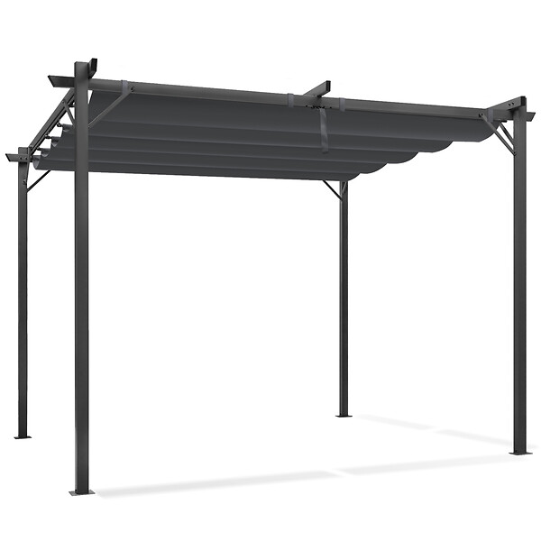 ID MARKET - Pergola édition spéciale toit rétractable 3x4 M et 4 stores gris anthracite - large