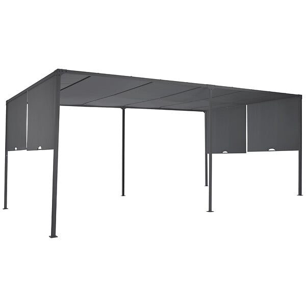 ID MARKET - Pergola coulissante 2 pans 3x6 M belvédère de jardin toile gris anthracite - large