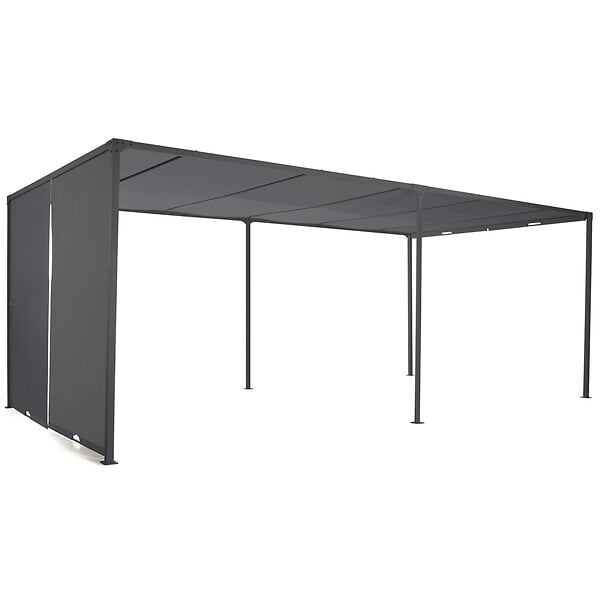 ID MARKET - Pergola coulissante 2 pans 3x6 M belvédère de jardin toile gris anthracite - large