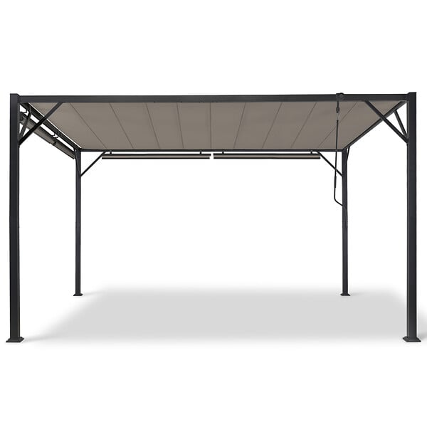 ID MARKET - Pergola édition luxe lames orientables 3x4 M et 4 stores taupe - large