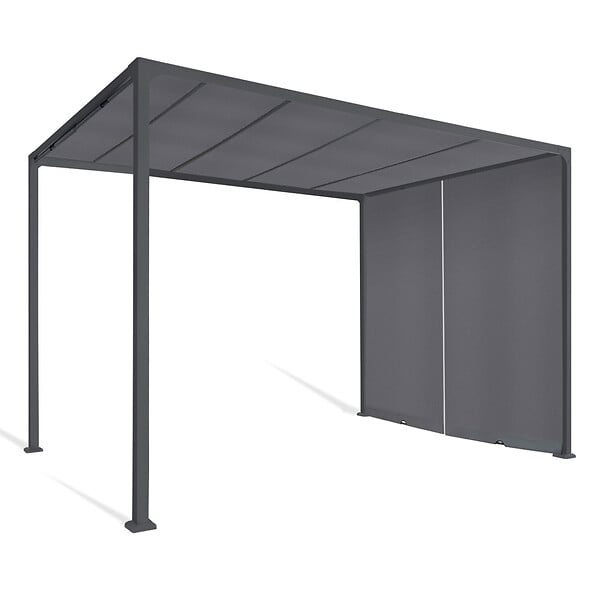 ID MARKET - Pergola coulissante 2 pans 3x3 M belvédère de jardin toile gris anthracite - large