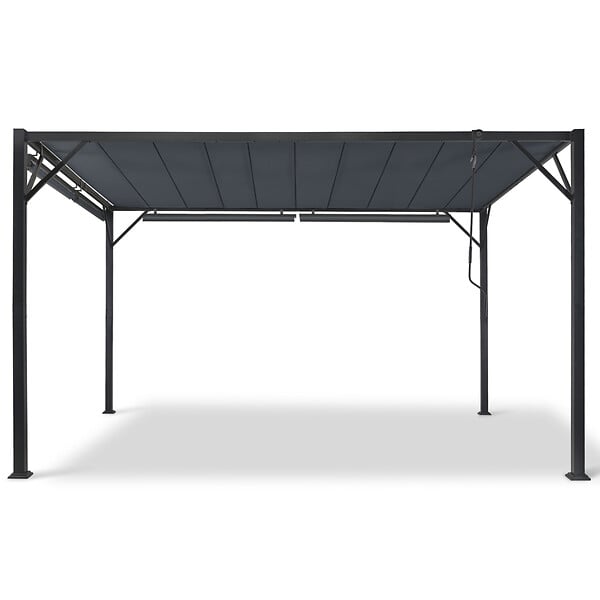 ID MARKET - Pergola édition luxe lames orientables 3x4 M et 4 stores gris anthracite - large