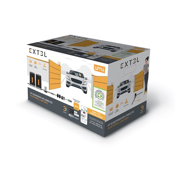 EXTEL - Motorisation connectée à bras articulés pour portail battant : 2.5m/250kg par battant - XB250 + 2 télécommandes OFFERTES - Extel Umii - large