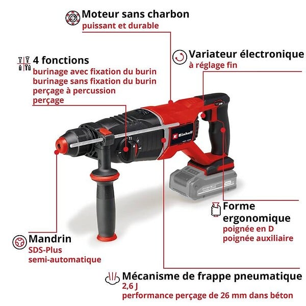 EINHELL - Marteau perforateur sans fil TP-HD 18/26 D Li BL - Solo - large