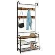 ID MARKET - Vestiaire d'entrée PEDRO 79 cm bois et noir design industriel - vignette
