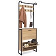 ID MARKET - Vestiaire d'entrée LUIS meuble chaussures 2 portes design industriel - vignette