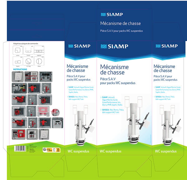 SIAMP - Mécanisme de chasse WC Suspendus Verso 350 - large