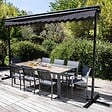 OVIALA - Store mobile électrique double pente 3 x 4m aluminium anthracite - Delgada - vignette