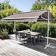 OVIALA - Store mobile électrique double pente 3 x 4m aluminium taupe - Delgada - vignette
