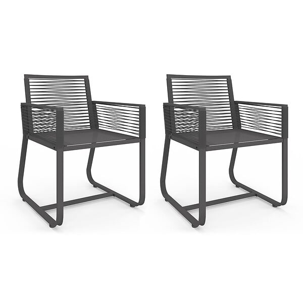 ID MARKET - Lot de 2 fauteuils de jardin ODESSA métal et cordage gris - large
