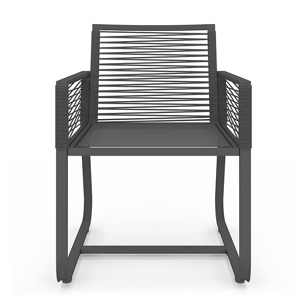 ID MARKET - Lot de 2 fauteuils de jardin ODESSA métal et cordage gris - large