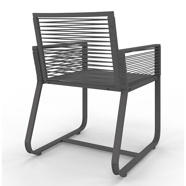 ID MARKET - Lot de 2 fauteuils de jardin ODESSA métal et cordage gris - large