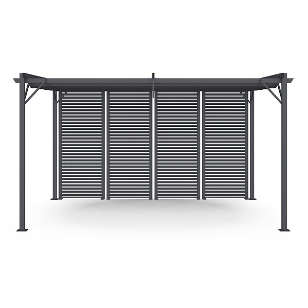ID MARKET - Pergola édition collector persienne toit rétractable 3x4M 4 pans modulables gris anthracite - large