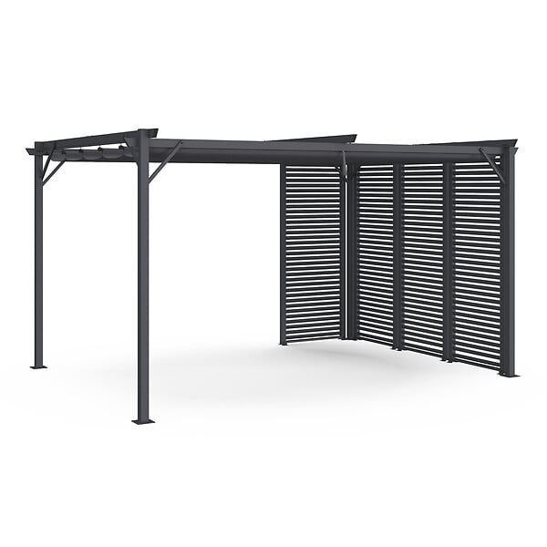 ID MARKET - Pergola édition collector persienne toit rétractable 3x4M 4 pans modulables gris anthracite - large