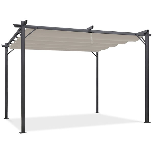 ID MARKET - Pergola toit rétractable 4 pieds 3x4 M tonnelle taupe - large