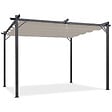 ID MARKET - Pergola toit rétractable 4 pieds 3x4 M tonnelle taupe - vignette