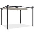 ID MARKET - Pergola toit rétractable 4 pieds 3x4 M tonnelle taupe - vignette