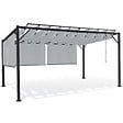ID MARKET - Pergola édition luxe lames orientables 3x4 M et 4 stores gris clair - vignette