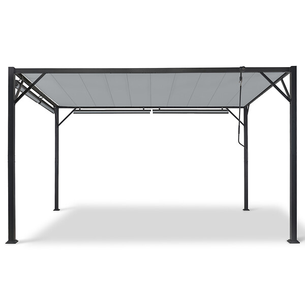 ID MARKET - Pergola édition luxe lames orientables 3x4 M et 4 stores gris clair - large
