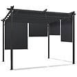 ID MARKET - Pergola édition spéciale toit rétractable 3x3 M et 4 stores gris anthracite - vignette