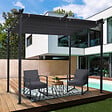ID MARKET - Pergola édition spéciale toit rétractable 3x3 M et 4 stores gris anthracite - vignette