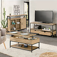 ID MARKET - Ensemble meubles de salon buffet, table basse relevable et meuble TV DETROIT design industriel - vignette