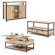 ID MARKET - Ensemble meubles de salon buffet, table basse relevable et meuble TV DETROIT design industriel - vignette