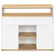 ID MARKET - Meuble de bar extensible en table à manger 2 personnes VITO blanc et plateau bois - vignette