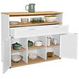 ID MARKET - Meuble de bar extensible en table à manger 2 personnes VITO blanc et plateau bois - vignette