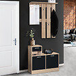 ID MARKET - Vestiaire d'entrée avec miroir PAULIN design hêtre portes noires - vignette