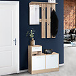 ID MARKET - Vestiaire d'entrée avec miroir PAULIN design hêtre portes blanches - vignette