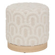 ATMOSPHERA - Pouf en tissu Blanc tufté et pied en Bois - vignette