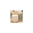 ATMOSPHERA - Pouf en tissu Blanc tufté et pied en Bois - vignette