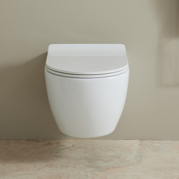 PLANETE BAIN - Cuvette suspendue sans bride avec abattant slim - Ceres - large