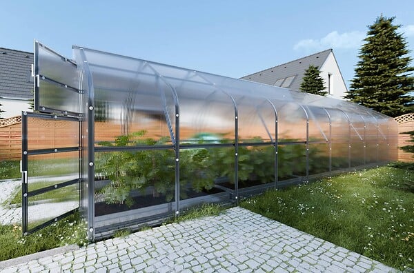 KLASIKA GREENHOUSES - Serre de jardin KLASIKA*DROP 25m2, 2,5m x 10m, 4 mm avec revêtement en polycarbonate - large