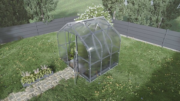 KLASIKA GREENHOUSES - Serre de jardin KLASIKA Standard 5m2, 2,5m x 2m, 4 mm avec revêtement en polycarbonate (Avec 1 toit ouvrant automatique) - large