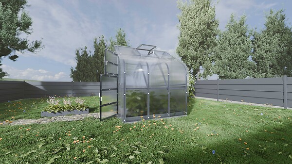 KLASIKA GREENHOUSES - Serre de jardin KLASIKA Standard 5m2, 2,5m x 2m, 4 mm avec revêtement en polycarbonate (Avec 1 toit ouvrant automatique) - large