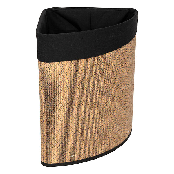 5 FIVE SIMPLY SMART - Panier à linge d'angle 48L en Bambou et tissu Noir H 50 cm - large