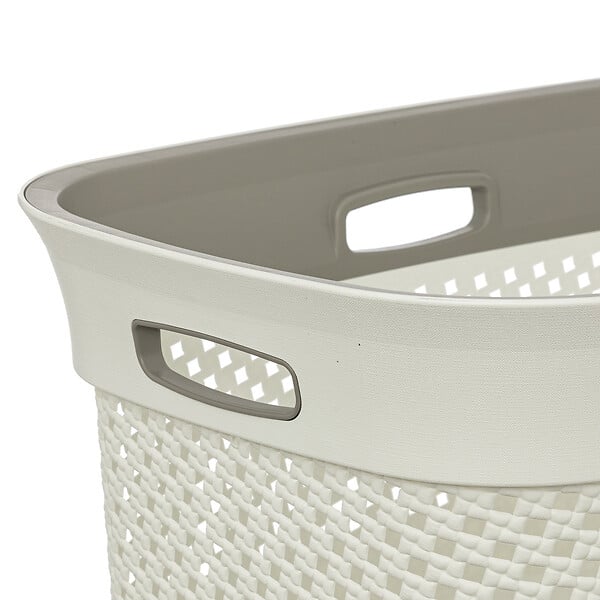 5 FIVE SIMPLY SMART - Panier à Linge 45L Beige Lin 4 poignées intégrées - large