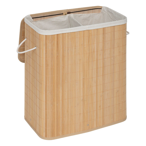 5 FIVE SIMPLY SMART - Panier à linge en Bambou 100L avec 2 bacs de tri H 63 cm - large
