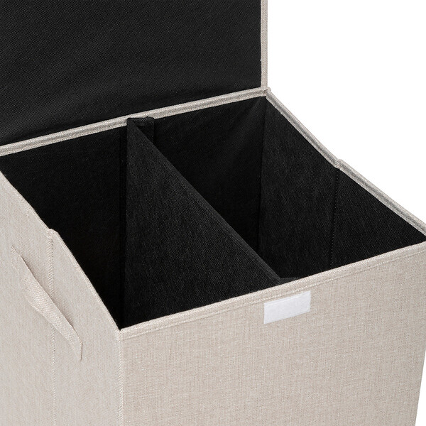 5 FIVE SIMPLY SMART - Panier à linge Beige 74L avec 2 compartiments H 60 cm - large