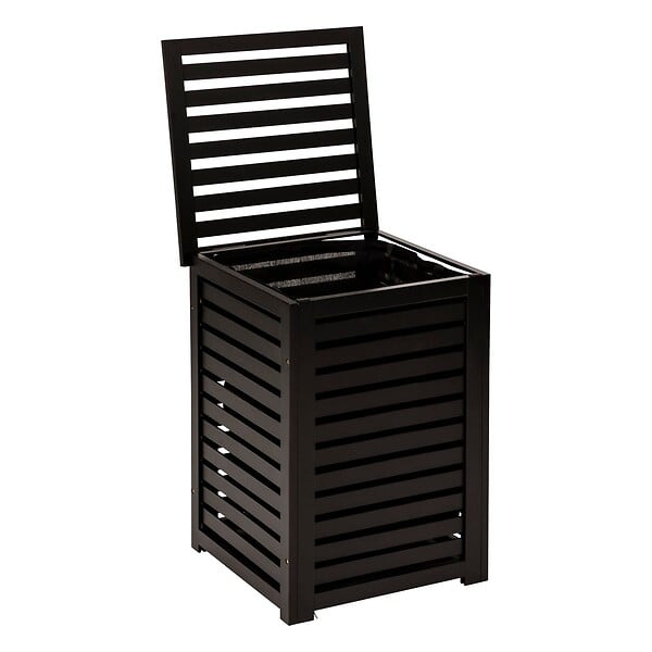 5 FIVE SIMPLY SMART - Coffre à linge 65L en bois Noir L 40 x P 40 x H 58 cm - large