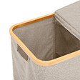 5 FIVE SIMPLY SMART - Panier à linge 80L 2 compartiments en Bambou et tissu Gris Beige - vignette