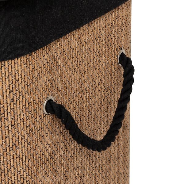 5 FIVE SIMPLY SMART - Panier à linge 60L en Bambou et tissu Noir H 50 cm - large