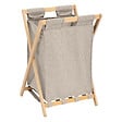 5 FIVE SIMPLY SMART - Panier à linge pliable 50L en Bambou et tissu Gris Beige - vignette