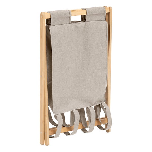 5 FIVE SIMPLY SMART - Panier à linge pliable 50L en Bambou et tissu Gris Beige - large